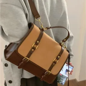 TAVIMART  -  Contrast Color Patchwork Y2k Aesthetic Backpack Women Vintage Streetwear Trendy Shoulder Bags Fashion Simple Students Schoolbags